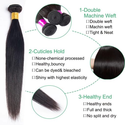 100% Human Hair Bone Straight Bundles Virgin Hair - Image 2