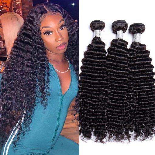 Brazilian Deep Wave Bundles Curly Natural Black