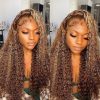 Honey Blonde Curly HD Lace Frontal Human Hair Wig 100% Natural Brazilian