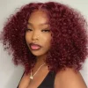 Burgundy 99J Curly Deep Water Wave Lace Front Wig  Bob Pre Plucked