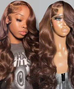 Chocolate Brown Body Wave Lace Front Human Hair Wig Brazilian Pre Plucked