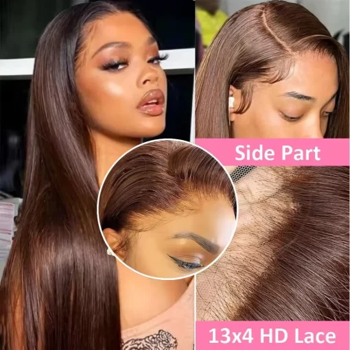Chocolate Brown  Brazilian Straight Lace Front  Wig - Image 5