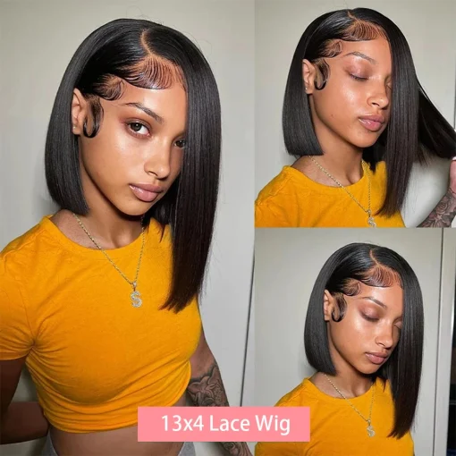 Straight Short Bob Lace Wig 100% Human Hair - Image 2