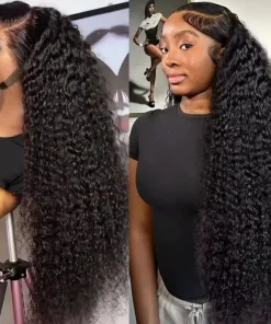 Brazilian 40 Inch Deep Wave HD Human Hair Wig Remy Curly Lace Frontal