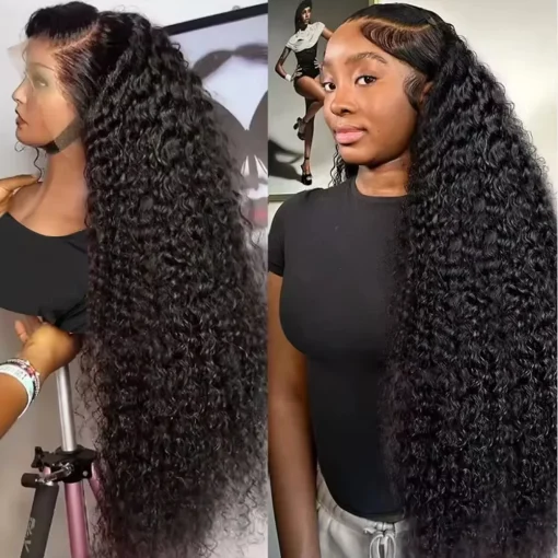 Brazilian 40 Inch Deep Wave HD Human Hair Wig Remy Curly Lace Frontal