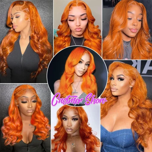 Ginger Body Wave Transparent Lace Front Human Hair Wig - Image 5