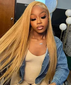 Honey Blonde Brazilian Straight HD Lace Front Wig