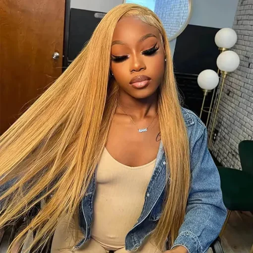 Honey Blonde Brazilian Straight HD Lace Front Wig
