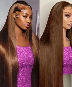 Chocolate Brown  Brazilian Straight Lace Front  Wig
