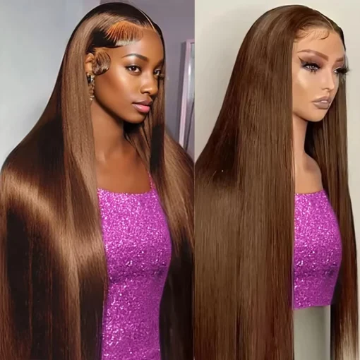 Chocolate Brown  Brazilian Straight Lace Front  Wig