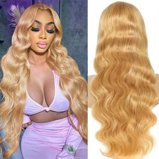 Honey Blonde #27 Lace Front Body Wave Human Hair Wig