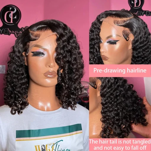 200 Density Curly Bob Wig 13x4 Lace Front Human Hair - Image 3
