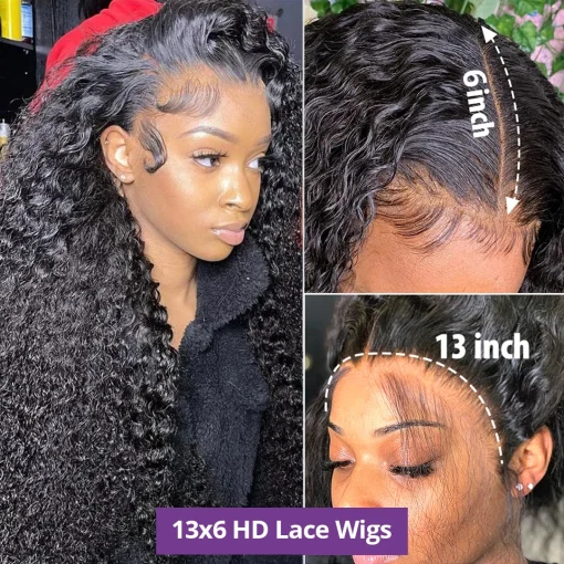 Water Wave Curly Lace Frontal Wigs 13X6 HD Deep Wave - Image 4