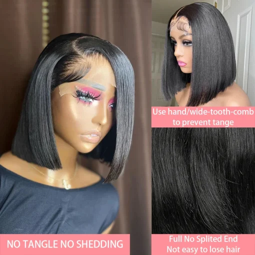 Straight Short Bob Lace Wig 100% Human Hair - Image 4