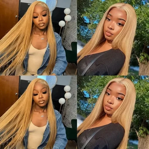 Honey Blonde Brazilian Straight HD Lace Front Wig - Image 5