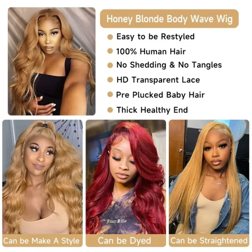 Honey Blonde #27 Lace Front Body Wave Human Hair Wig - Image 5