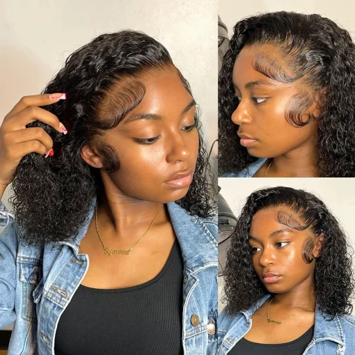 200 Density Curly Bob Wig 13x4 Lace Front Human Hair - Image 2