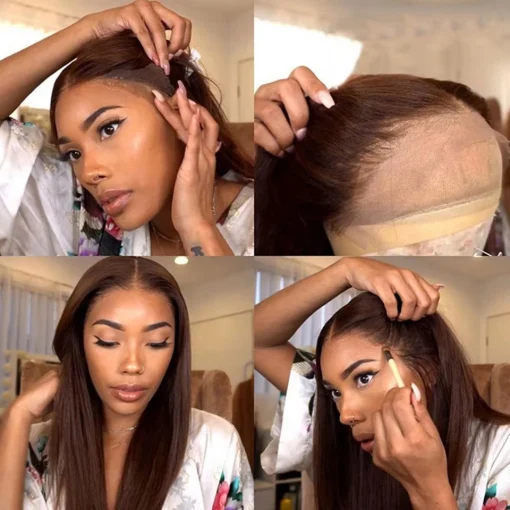 Chocolate Brown  Brazilian Straight Lace Front  Wig - Image 2