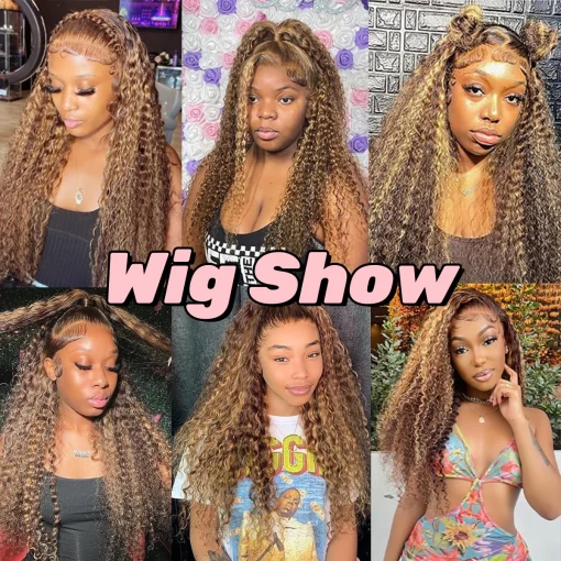Honey Blonde Curly HD Lace Frontal Human Hair Wig 100% Natural Brazilian - Image 5