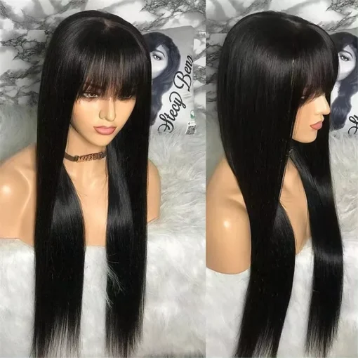 Bone Straight Remy Fringe Wig With Bangs