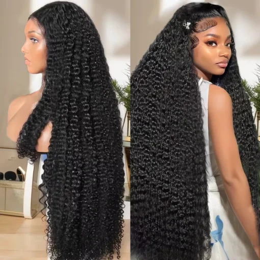 HD Lace Frontal Wig 40 Inch Deep Wave Curly Brazilian Human Hair