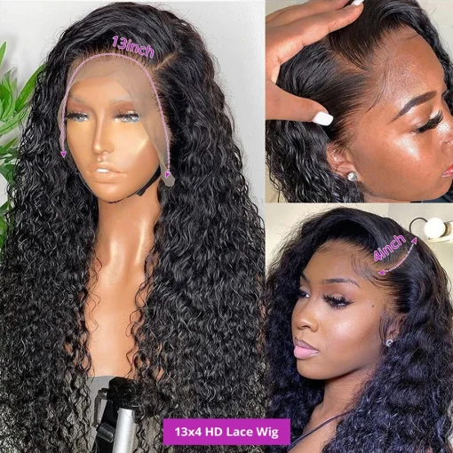 Water Wave Curly Lace Frontal Wigs 13X6 HD Deep Wave - Image 3