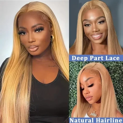 Honey Blonde Brazilian Straight HD Lace Front Wig - Image 4