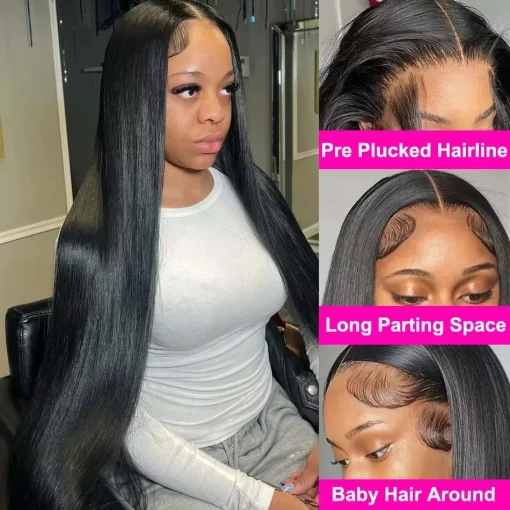 Bone Straight Brazilian Human Hair Hd Lace Wig - Image 3