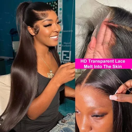 Bone Straight Brazilian Human Hair Hd Lace Wig - Image 4