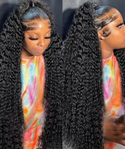 Curly Glueless Brazilian Frontal Wigs Ready to Wear HD Lace Deep Wave