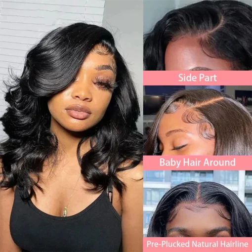 Short Bob Body Wave Lace Frontal Wig  Brazilian Remy - Image 4
