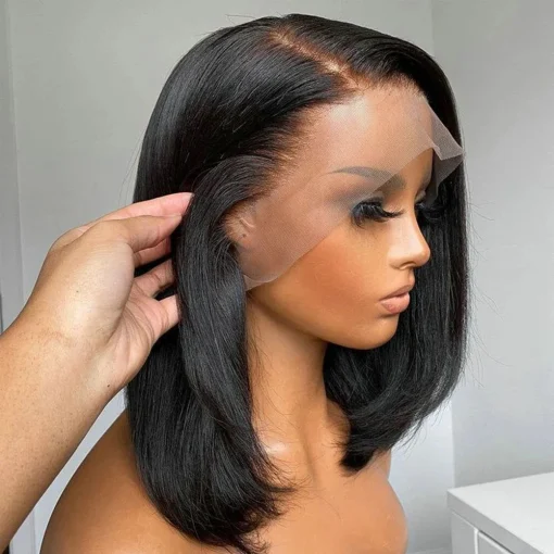 13x4 Bone Straight Bob Lace Front Human Hair Wig 200% Density