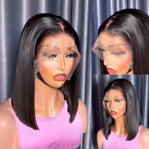 13x4 Bone Straight Bob Lace Front Human Hair Wig 200% Density - Image 3