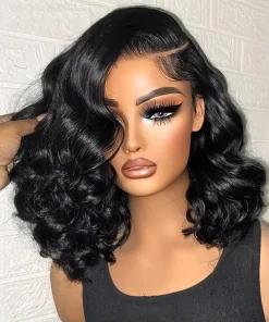 13x4 Short Body Wave Lace Frontal Bob Wig 200% Density Brazilian Remy