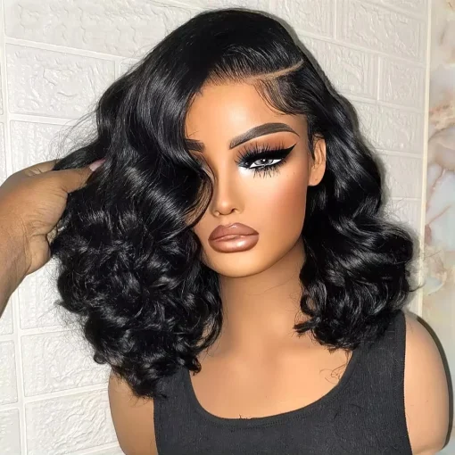13x4 Short Body Wave Lace Frontal Bob Wig 200% Density Brazilian Remy