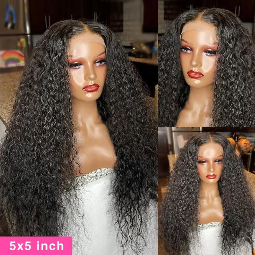 Water Wave Curly Lace Frontal Wigs 13X6 HD Deep Wave - Image 2
