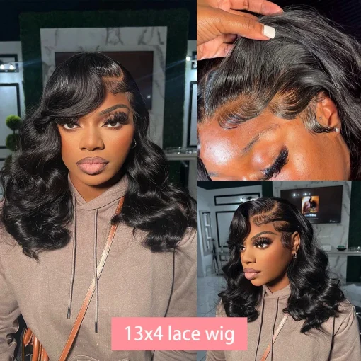 Short Bob Body Wave Lace Frontal Wig  Brazilian Remy - Image 3