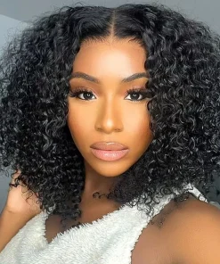 200 Density Curly Bob Wig 13x4 Lace Front Human Hair