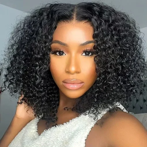 200 Density Curly Bob Wig 13x4 Lace Front Human Hair