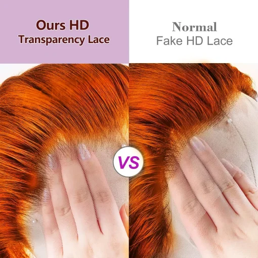 Ginger Body Wave Transparent Lace Front Human Hair Wig - Image 4