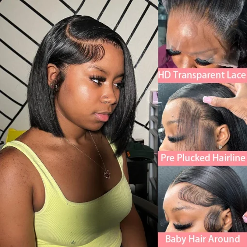 Straight Short Bob Lace Wig 100% Human Hair - Image 5