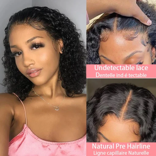 200 Density Curly Bob Wig 13x4 Lace Front Human Hair - Image 5