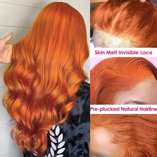 Ginger Body Wave Transparent Lace Front Human Hair Wig - Image 3