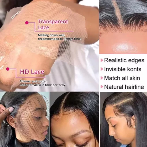 Bone Straight Brazilian Human Hair Hd Lace Wig - Image 5