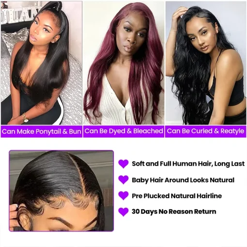 Brazilian Straight HD Human Hair Lace Frontal Wig - Image 4
