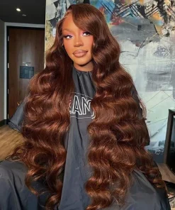 Chocolate Brown Brazilian Pre Plucked Lace Front Body Wave