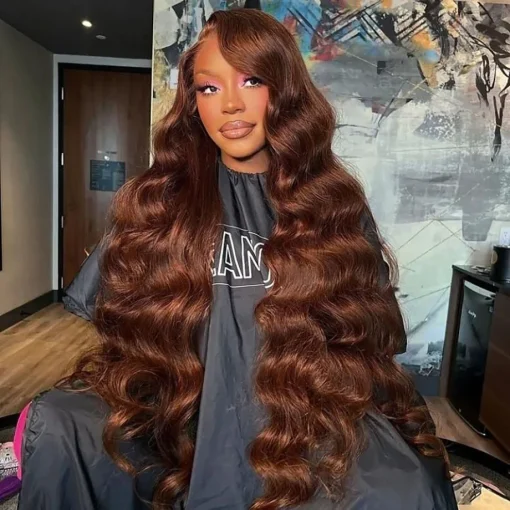 Chocolate Brown Brazilian Pre Plucked Lace Front Body Wave